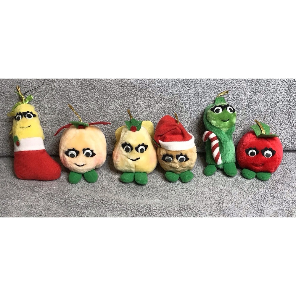 Vintage Del Monte Plush Set Of 6‎ Christmas Yumkins Fruit & Vegetable